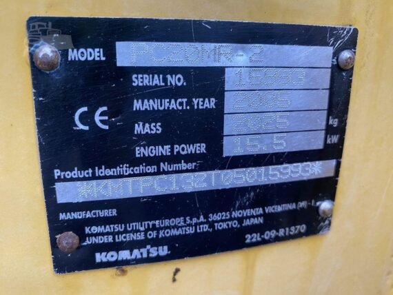 Mini Pelle Komatsu PC20MR-2 (2005) – 2T, 2280 Heures – Image 11