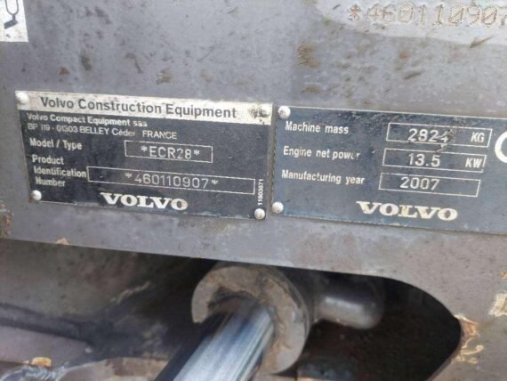 Mini Pelle Volvo ECR28 – 2007 – 2,8T, 4065h, 3 Godets – Image 10