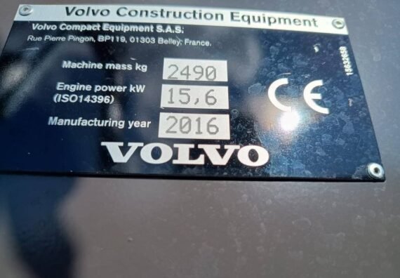 Mini Pelle Volvo ECR 25D + ENGCON – 2016, 1100 h, 3 Godets – Image 11